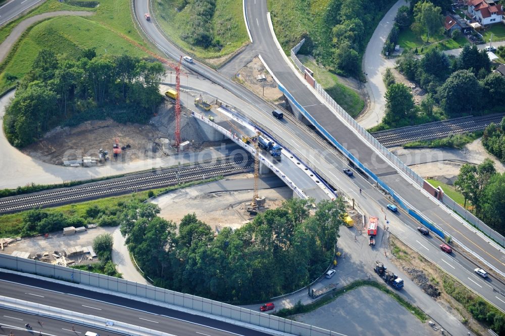 Aerial image Braunschweig - View of the implementation and expansion of the motorway junction Brunswick-southwest along the freeway A29 / A 395 in Lower Saxony. The construction company EUROVIA built here are some new bridges. Owner is the Lower Saxony state authorities for road construction and transport