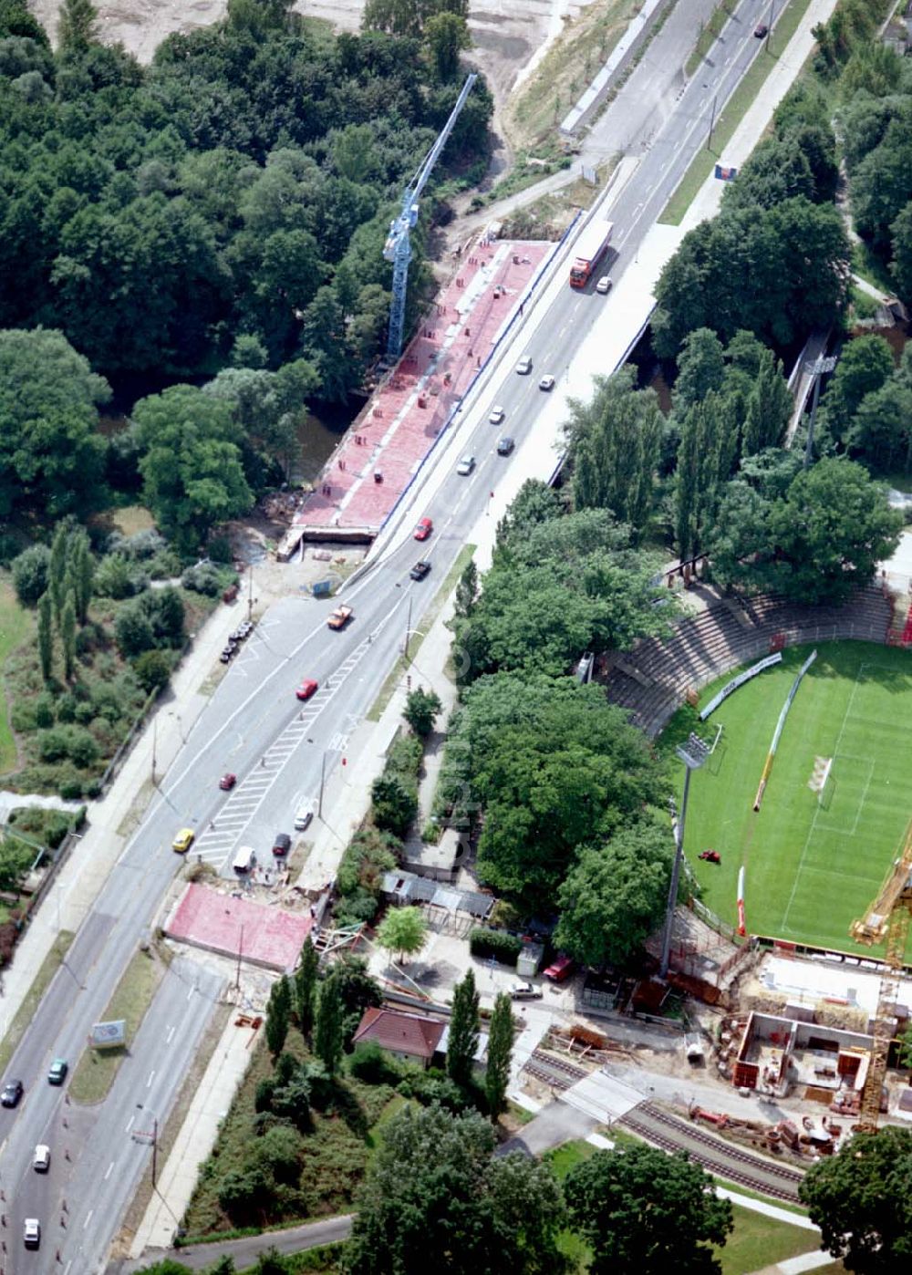 Aerial image Cottbus / Brandenburg - Um- und Ausbau des Cottbusser Stadtringes durch die Firma SCHÄLERBAU GmbH.