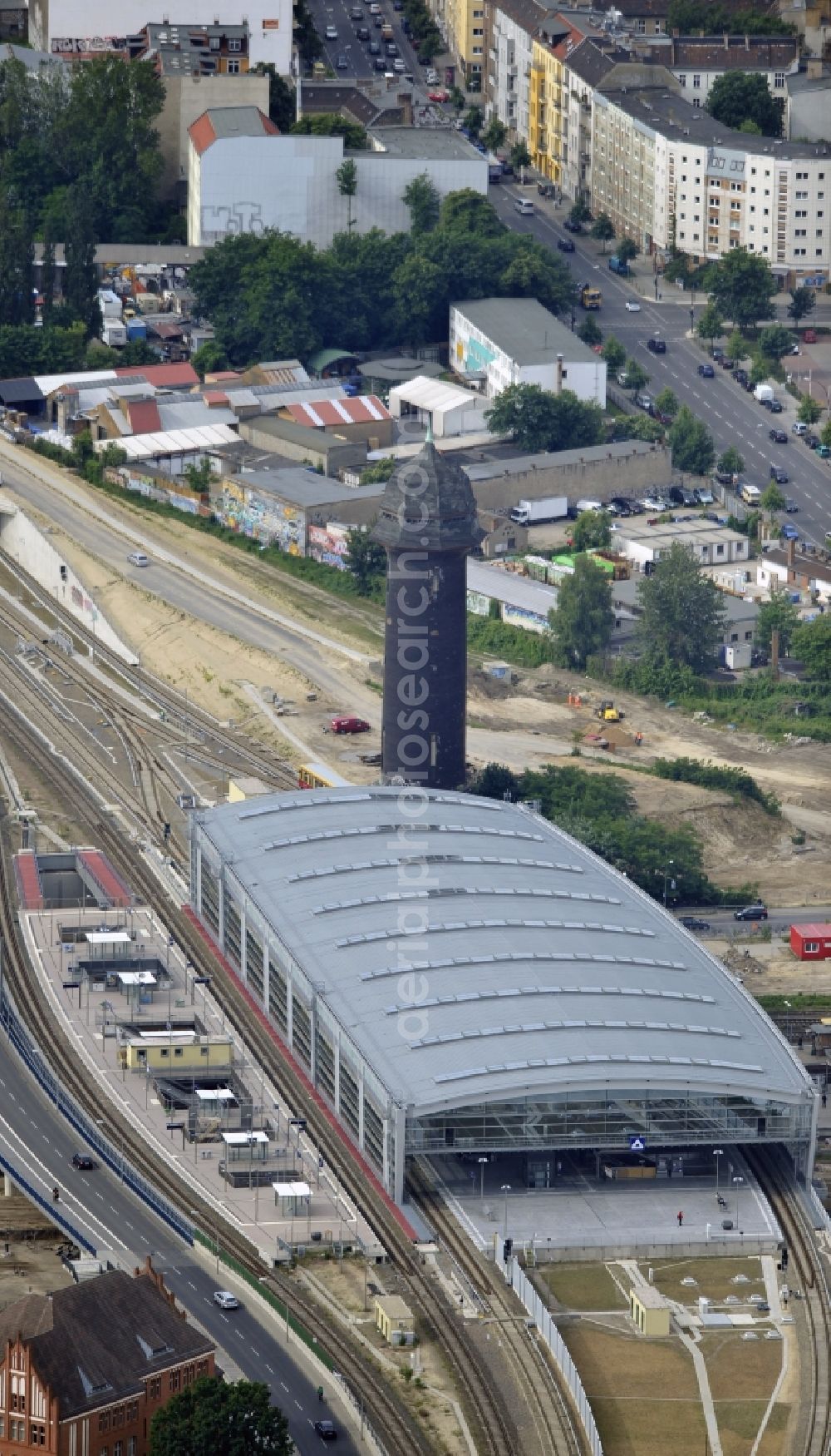 Aerial image Berlin - Construction site of the alteration and new build Berlin S-Bahn station Ostkreuz