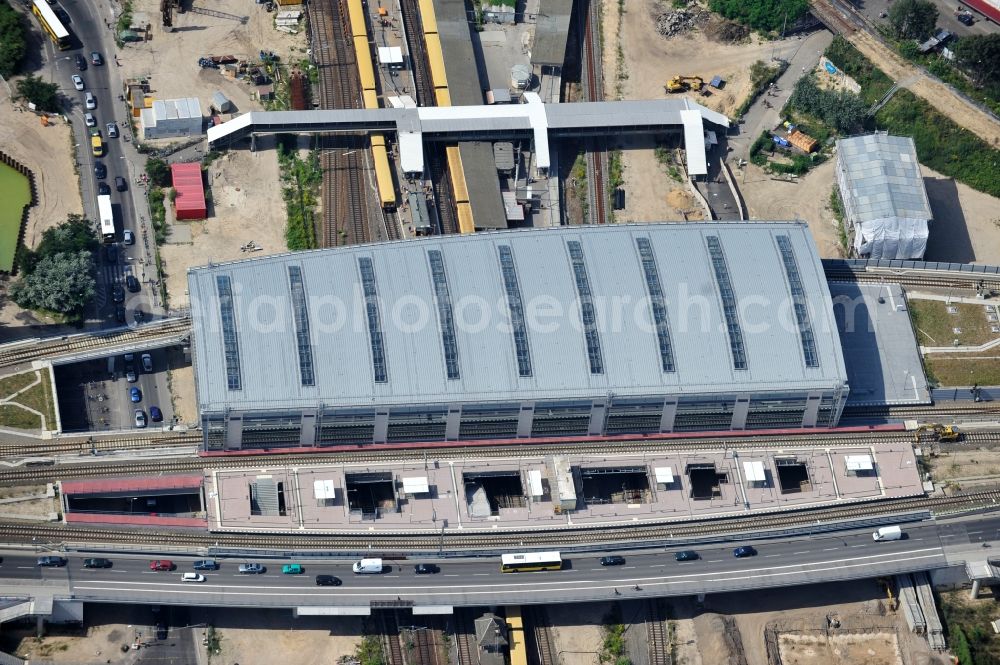 Aerial photograph Berlin - Construction site of the alteration and new build Berlin S-Bahn station Ostkreuz