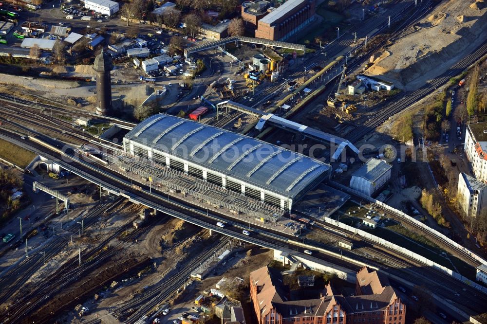 Aerial photograph Berlin - Construction site of the alteration and new build Berlin S-Bahn station Ostkreuz