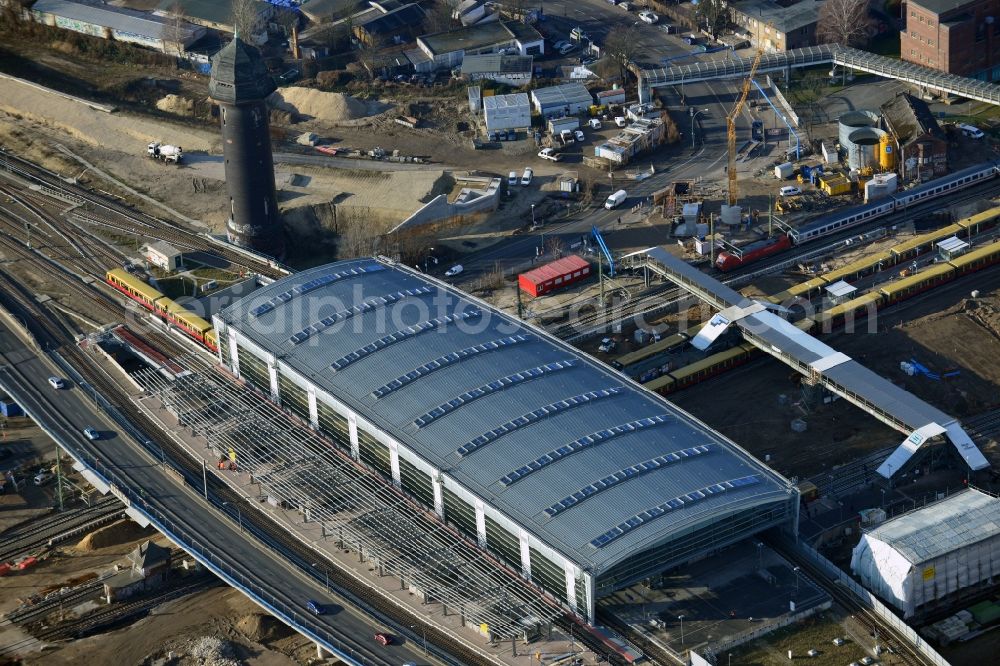 Aerial photograph Berlin - Construction site of the alteration and new build Berlin S-Bahn station Ostkreuz