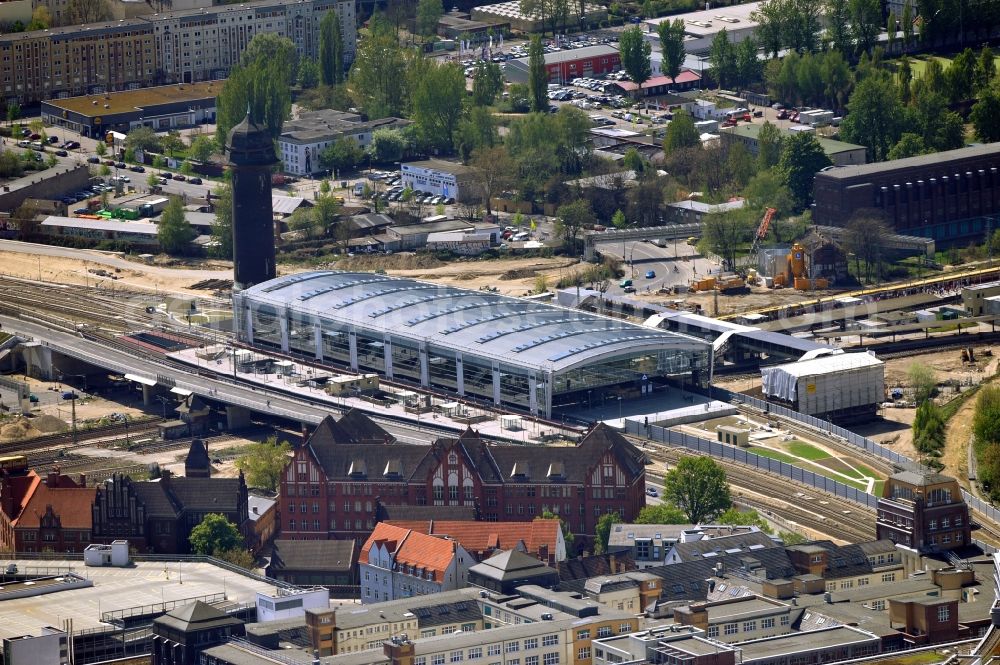 Aerial photograph Berlin - Construction site of the alteration and new build Berlin S-Bahn station Ostkreuz