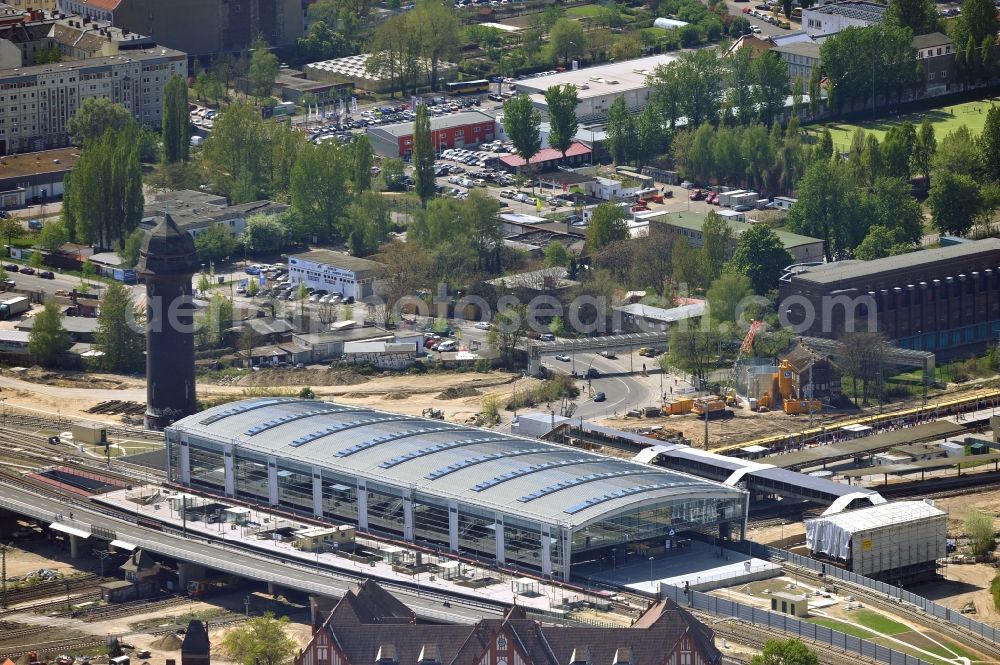 Aerial image Berlin - Construction site of the alteration and new build Berlin S-Bahn station Ostkreuz