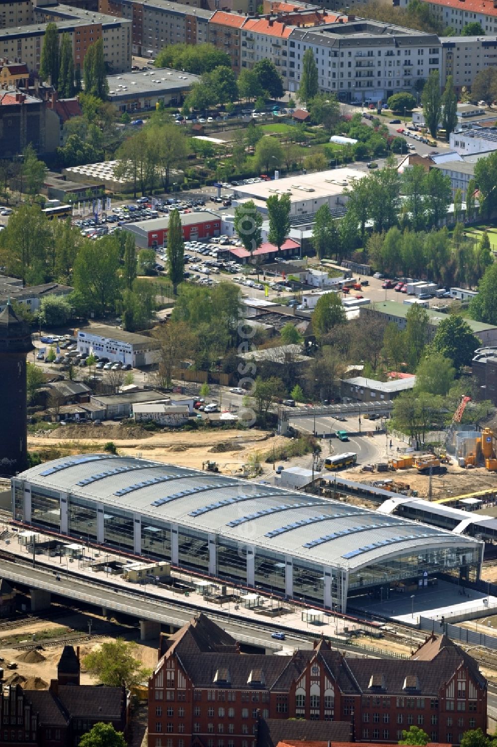 Aerial photograph Berlin - Construction site of the alteration and new build Berlin S-Bahn station Ostkreuz