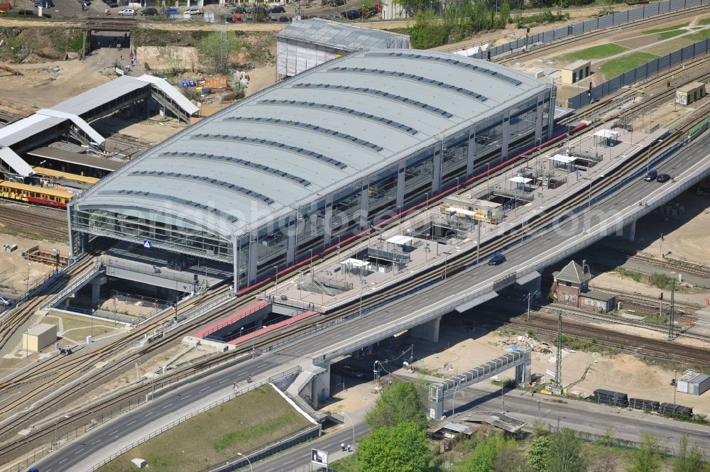 Aerial image Berlin - Construction site of the alteration and new build Berlin S-Bahn station Ostkreuz