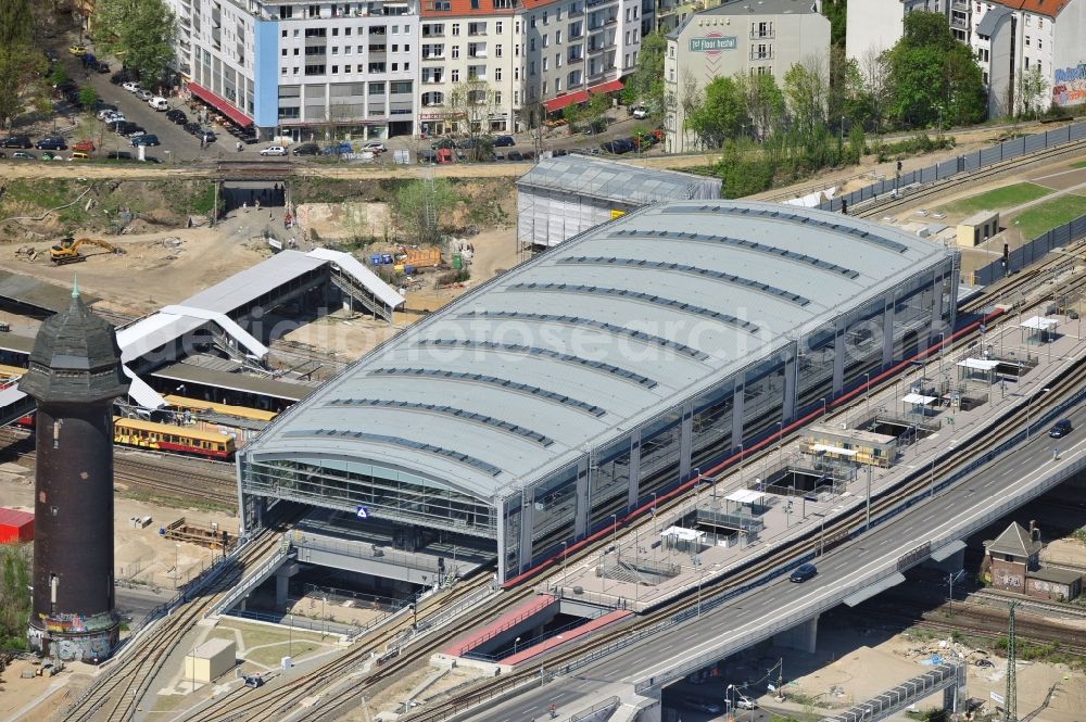 Aerial photograph Berlin - Construction site of the alteration and new build Berlin S-Bahn station Ostkreuz