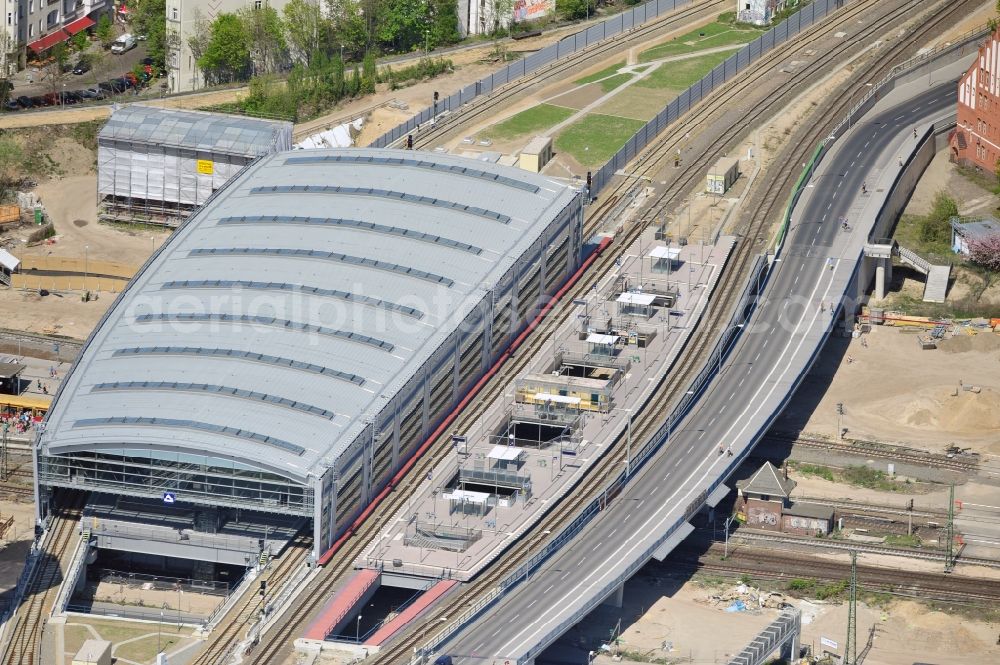 Aerial photograph Berlin - Construction site of the alteration and new build Berlin S-Bahn station Ostkreuz