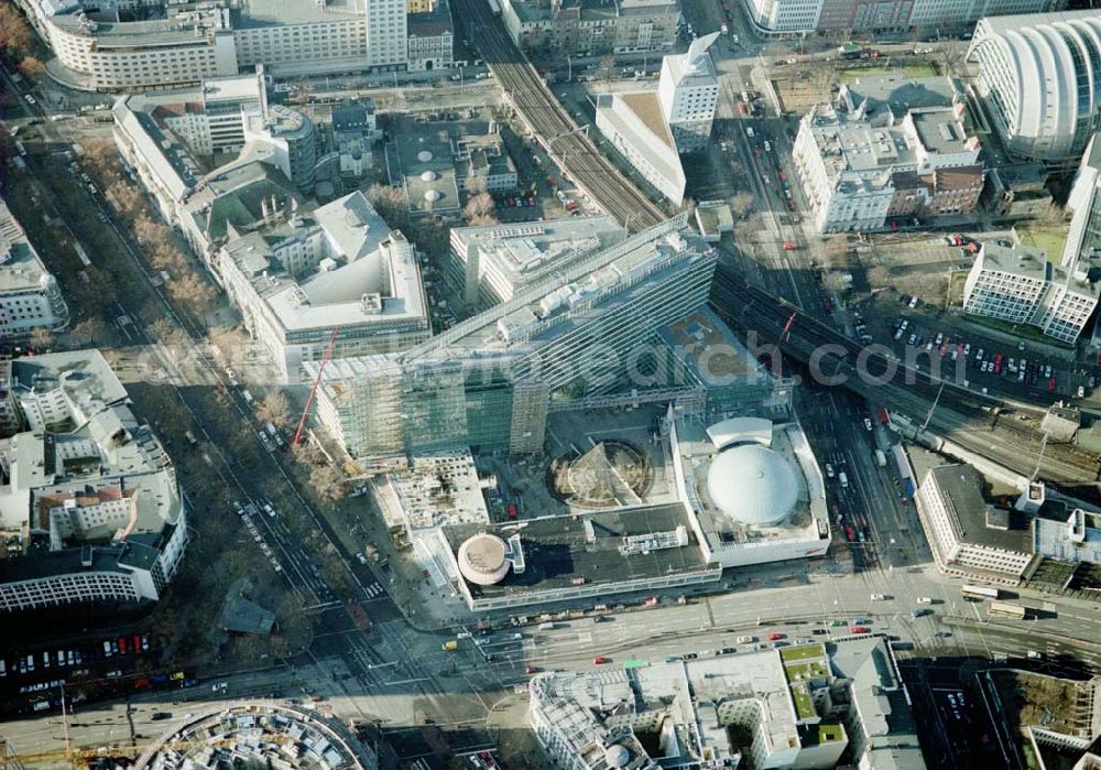 Berlin - Charlottenburg from above - Um- und Neubau des Kranzlerecks sowie Neubau auf dem Gelände des abgerissenen Panoptikums am Kurfürstendamm in Berlin - Charlottenburg.