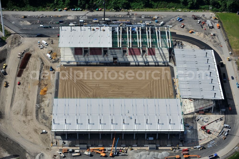 Aerial image Essen - Construction of a modern football stadium at the Georg-Melches stadium in Essen, North Rhine-Westphalia