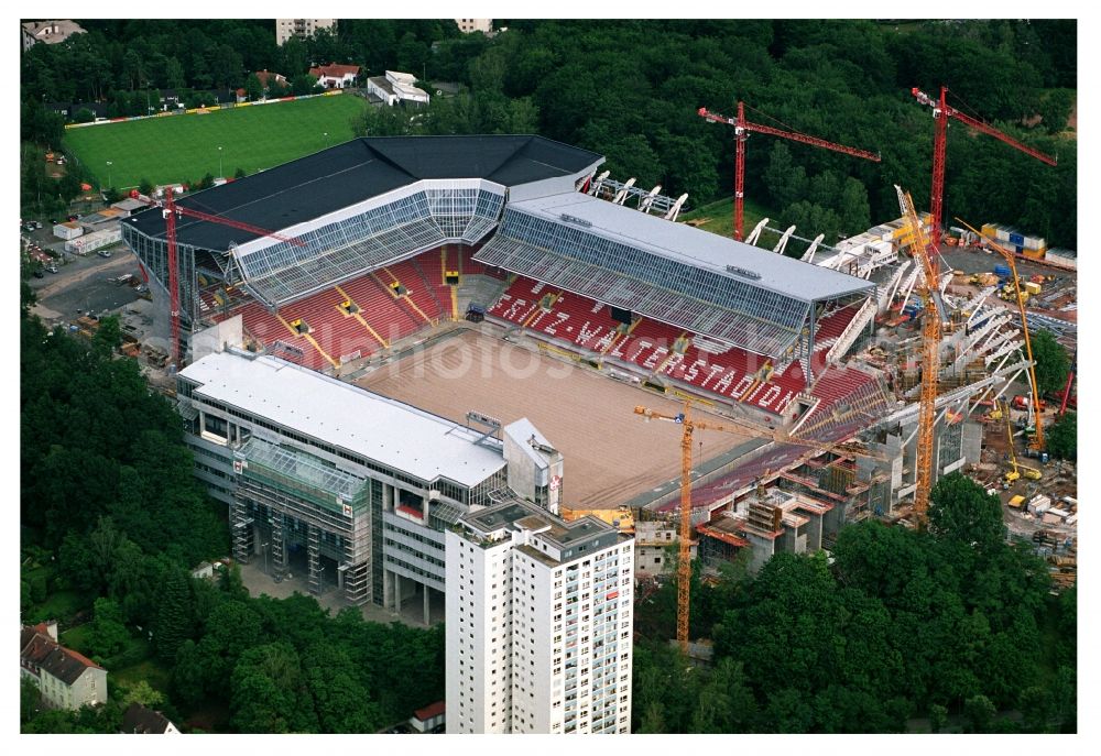 Aerial photograph Kaiserslautern - Construction site of sports facility grounds of the Arena stadium Fritz-Walter-Stadion in destrict Betzenberg on Fritz-Walter-Strasse in Kaiserslautern in the state Rhineland-Palatinate, Germany