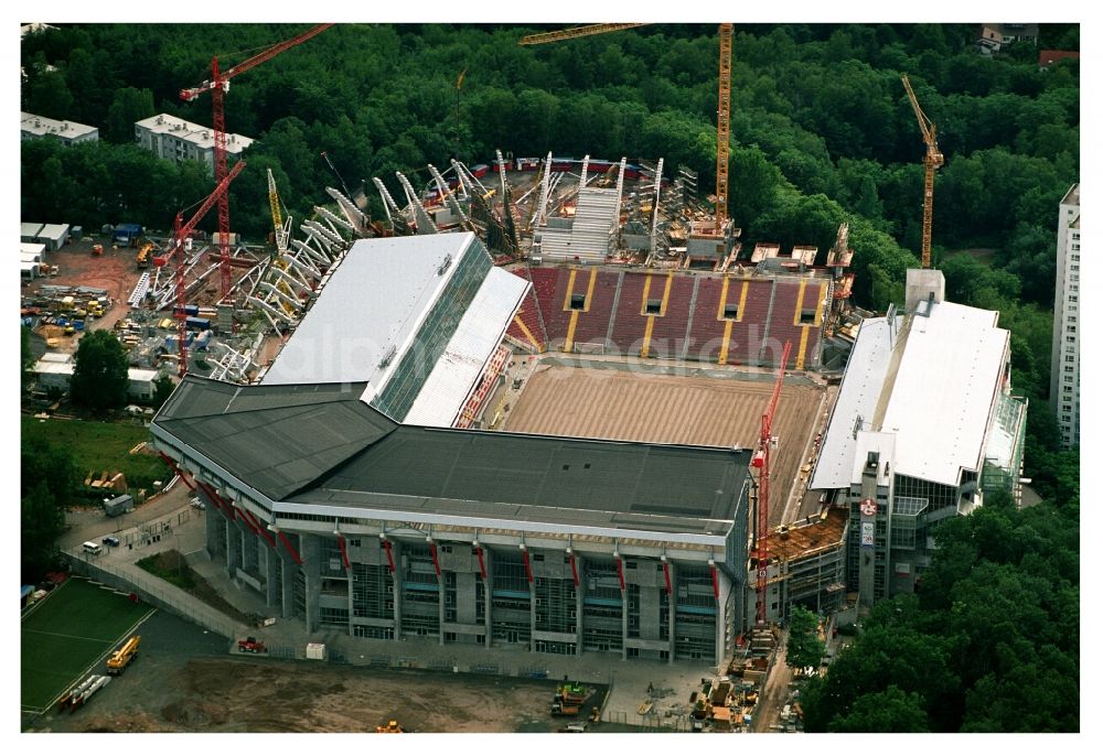 Aerial image Kaiserslautern - Construction site of sports facility grounds of the Arena stadium Fritz-Walter-Stadion in destrict Betzenberg on Fritz-Walter-Strasse in Kaiserslautern in the state Rhineland-Palatinate, Germany