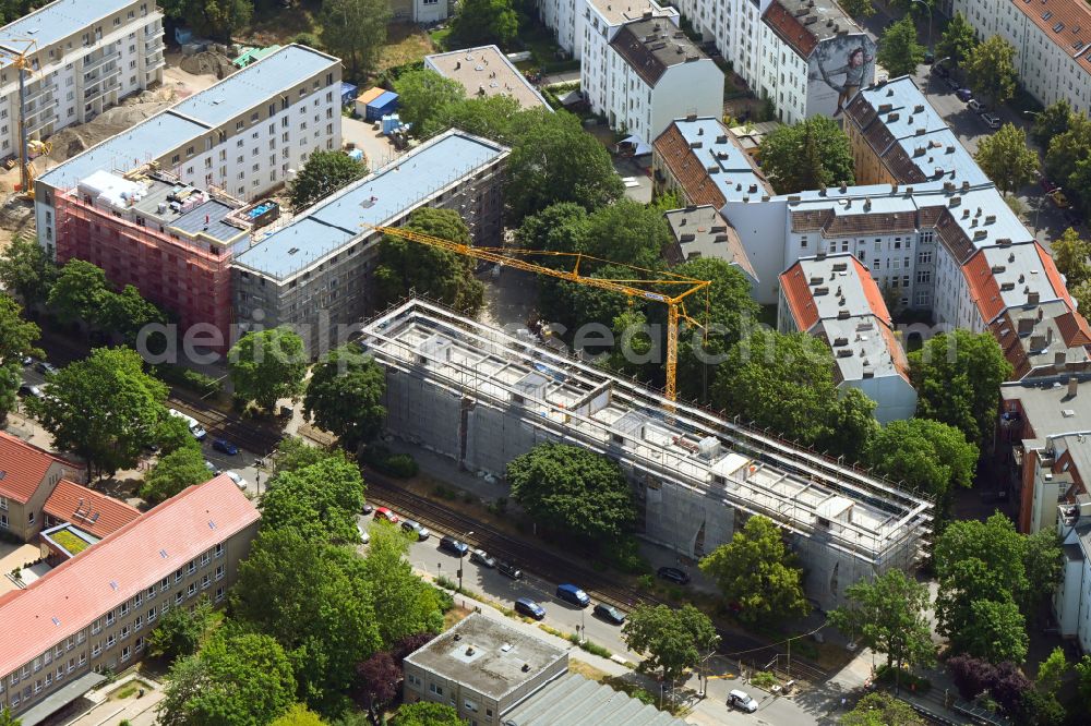 Aerial photograph Berlin - Construction for the reconstruction and expansion of the old buildings on Stiftsweg in the district Pankow in Berlin, Germany