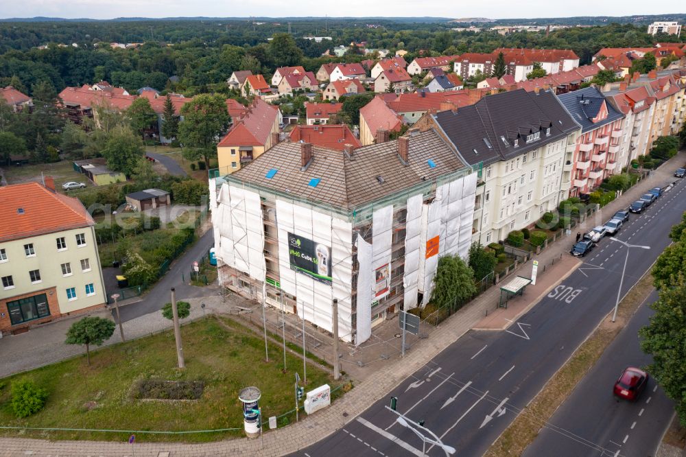 Eberswalde from above - Construction for the reconstruction and expansion of the old buildings of WHG in Eberswalde in the state Brandenburg, Germany