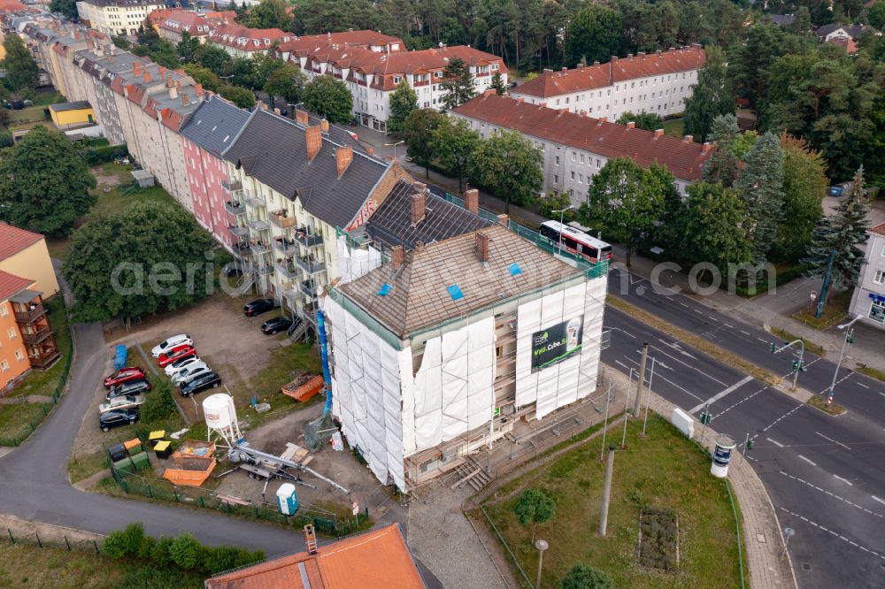 Eberswalde from the bird's eye view: Construction for the reconstruction and expansion of the old buildings of WHG in Eberswalde in the state Brandenburg, Germany