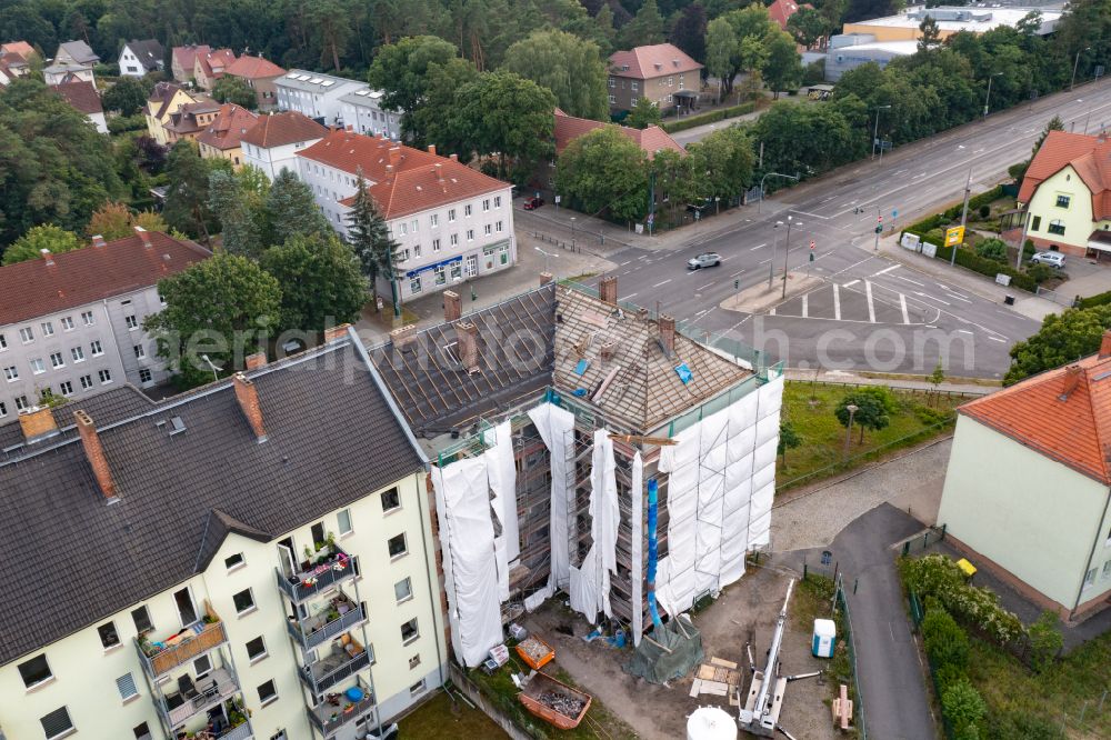 Aerial image Eberswalde - Construction for the reconstruction and expansion of the old buildings of WHG in Eberswalde in the state Brandenburg, Germany