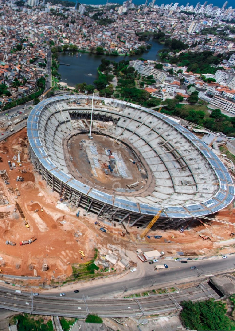 Aerial image Salvador - Renovation and expansion of the Arena Fonte Nova stadium for the football World Cup World Cup 2014 in Salvador in the state of Bahia in Brazil