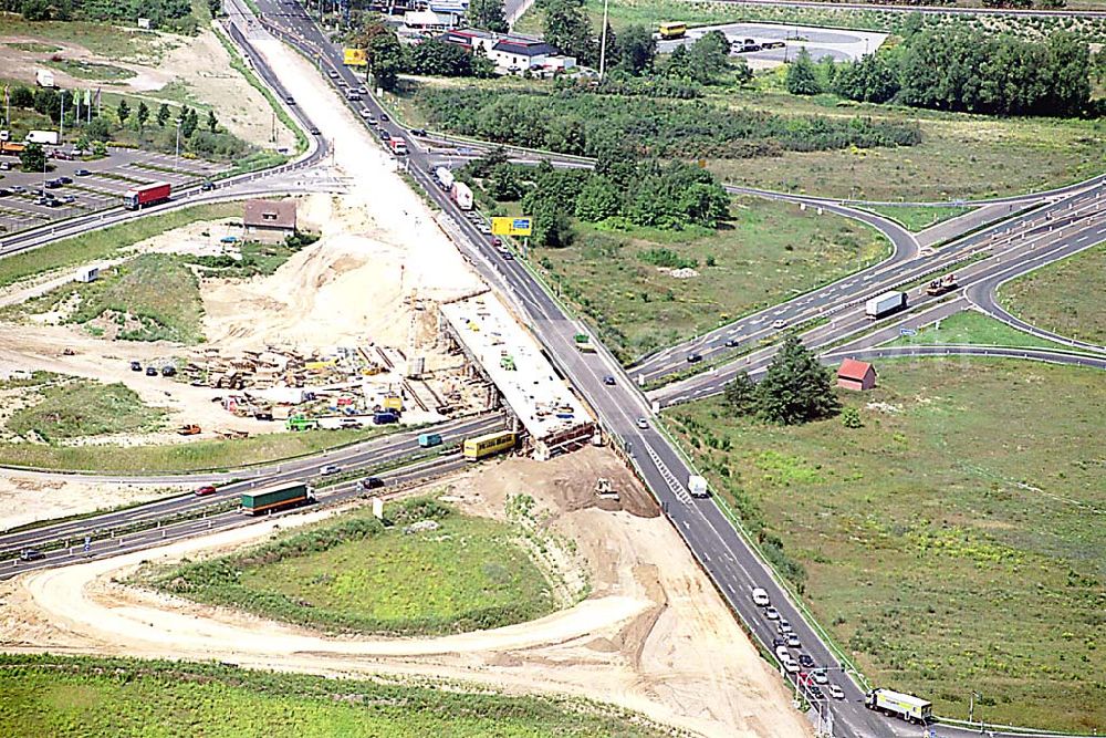 Aerial image Berlin/Brandenburg - Umbau der Autobahnabfart Vogelsdorf am östlichen Berliner Ring. Ort: Berlin/Brandenburg