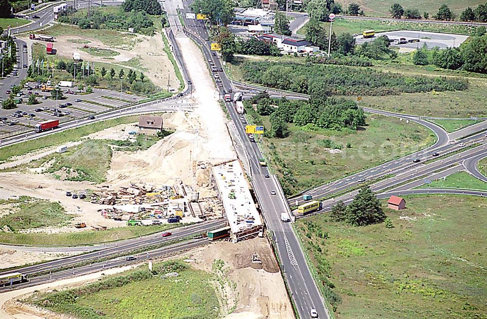 Aerial photograph Berlin/Brandenburg - Umbau der Autobahnabfart Vogelsdorf am östlichen Berliner Ring. Ort: Berlin/Brandenburg