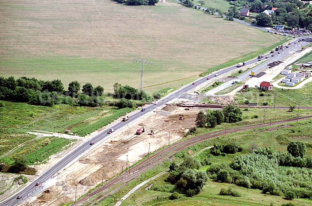 Aerial photograph Berlin/Brandenburg - Umbau der Autobahnabfart Vogelsdorf am östlichen Berliner Ring. Ort: Berlin/Brandenburg