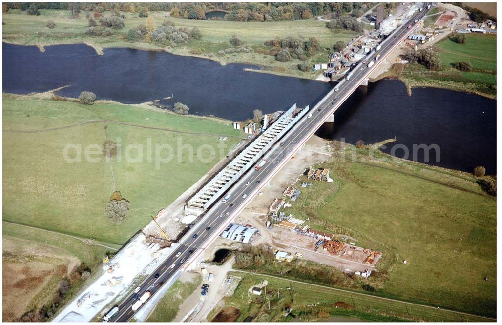 Vockerode / Sachsen - Anhalt from above - Umbau der Autobahnbrücke Vockerode (Elbüberquerung).