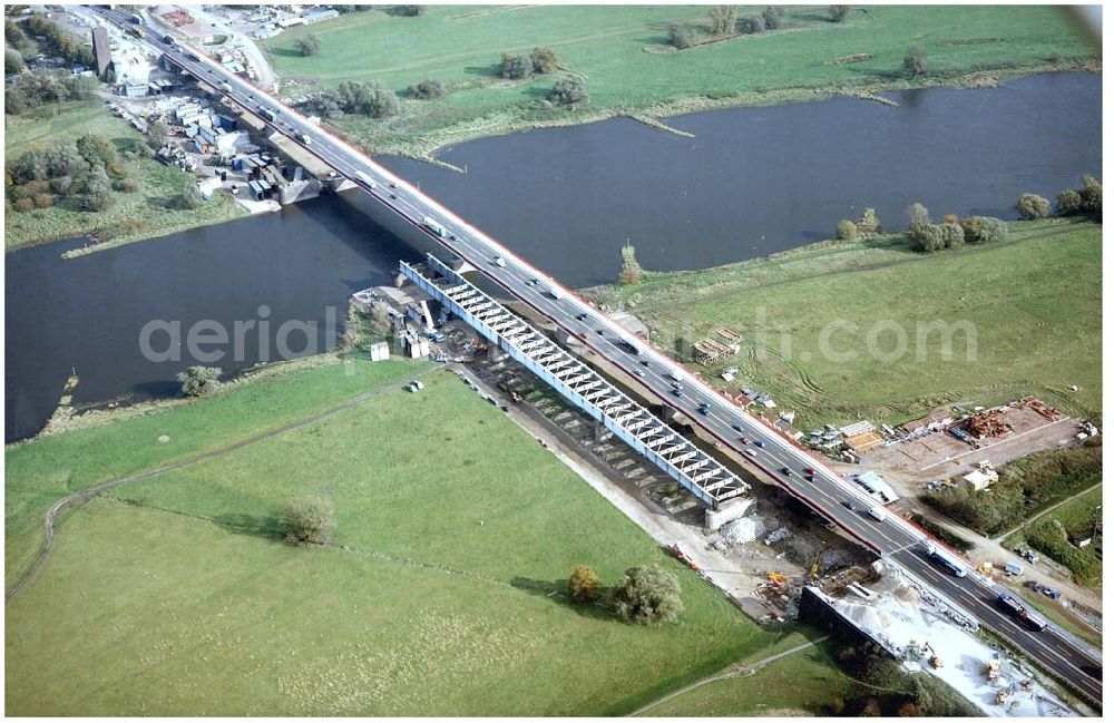 Vockerode / Sachsen - Anhalt from above - Umbau der Autobahnbrücke Vockerode (Elbüberquerung).