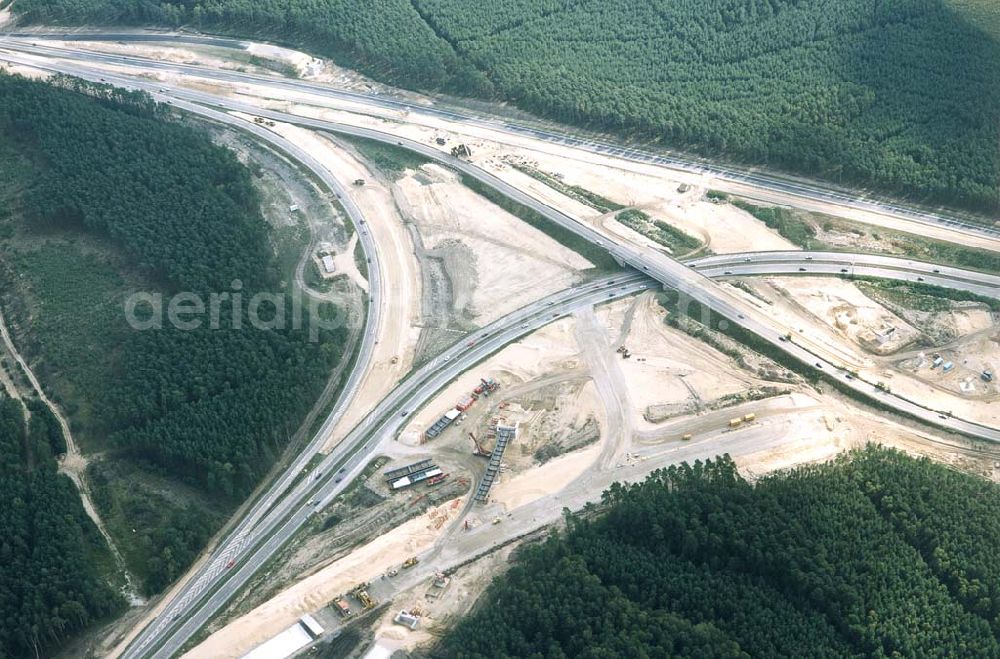 Aerial photograph Zernsdorf / Brandenburg - Umbau des Autobahndreieck Spreeaue bei Zernsdorf in Brandenburg.