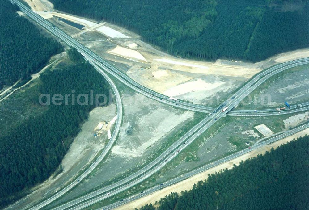 Brandenburg from the bird's eye view: Umbau des Autobahndreieckes Spreeau am südöstlichem Berliner Ring.