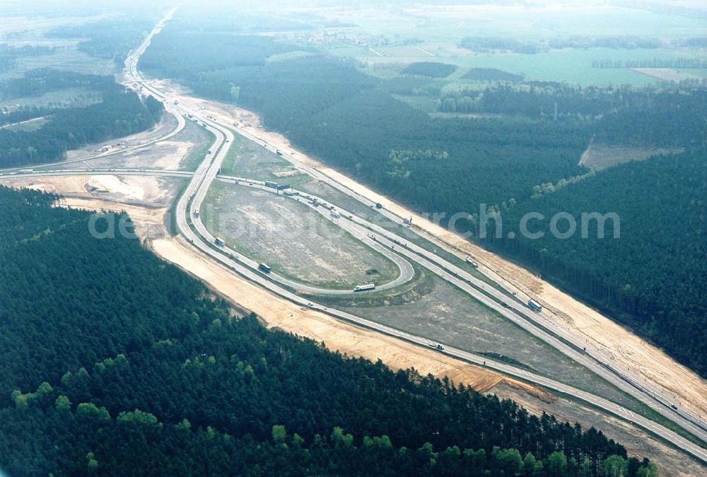 Aerial photograph Brandenburg - Umbau des Autobahndreieckes Spreeau am südöstlichem Berliner Ring.