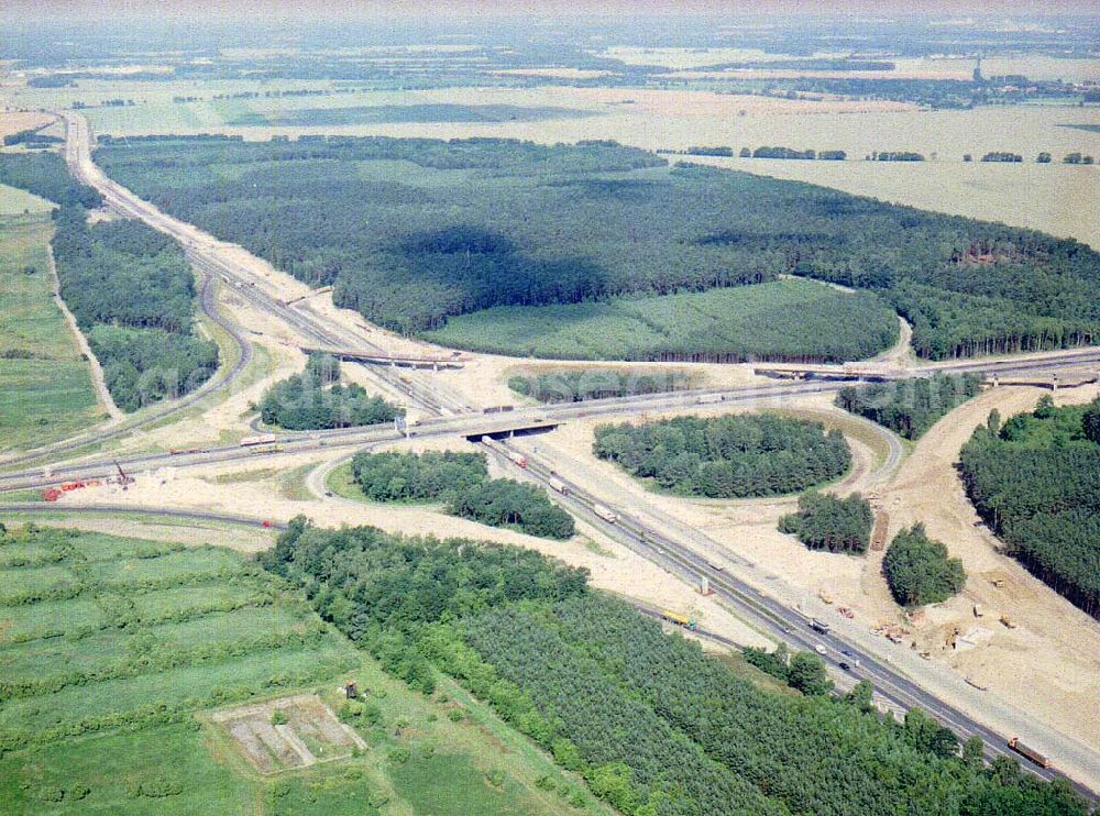 Aerial image Schönefeld / Brandenburg - Umbau des Autobahndreiecks Schönefeld am Berliner Ring in Brandenburg.