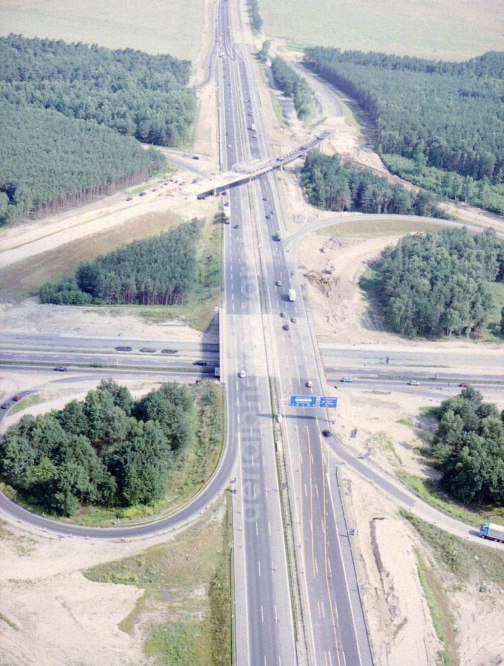 Schönefeld / Brandenburg from the bird's eye view: Umbau des Autobahndreiecks Schönefeld am Berliner Ring in Brandenburg.