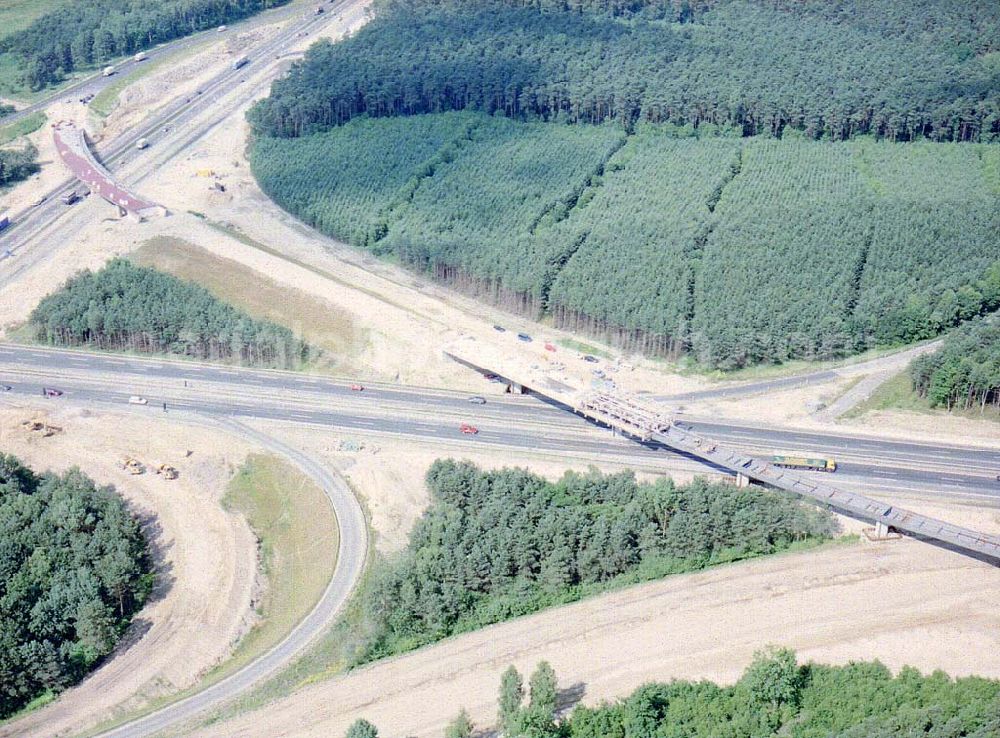 Aerial photograph Schönefeld / Brandenburg - Umbau des Autobahndreiecks Schönefeld am Berliner Ring in Brandenburg.