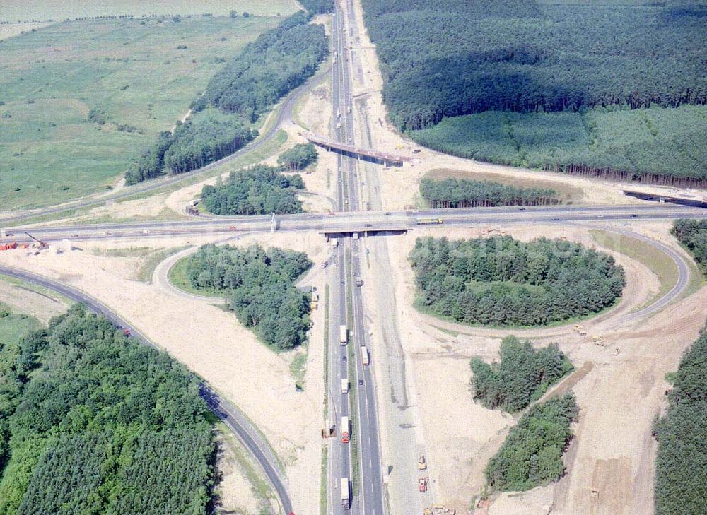 Schönefeld / Brandenburg from above - Umbau des Autobahndreiecks Schönefeld am Berliner Ring in Brandenburg.