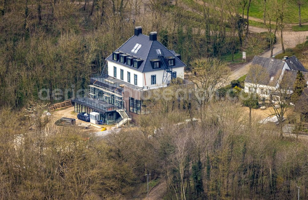 Elten from the bird's eye view: Construction site for the conversion of the hotel complex Waldhotel Hoch-Elten in Elten in the state North Rhine-Westphalia, Germany