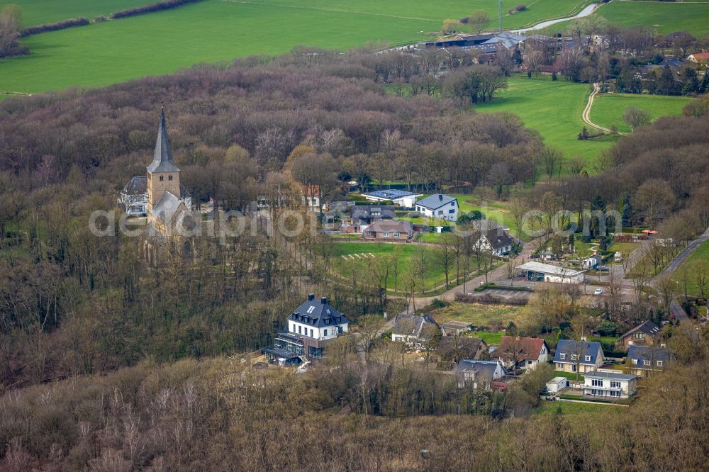 Emmerich am Rhein from the bird's eye view: Construction site for the conversion of the hotel complex Waldhotel Hoch-Elten in Elten in the state North Rhine-Westphalia, Germany