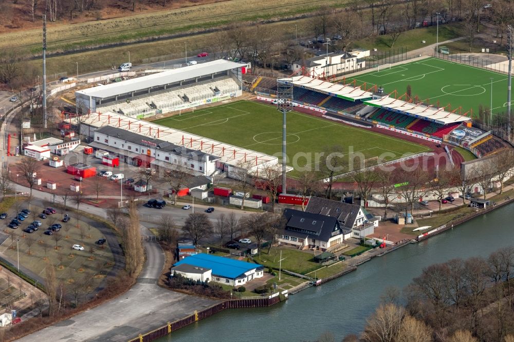 Aerial image Oberhausen - Extension and conversion site on the sports ground of the stadium Niederrhein in Oberhausen in the state North Rhine-Westphalia, Germany