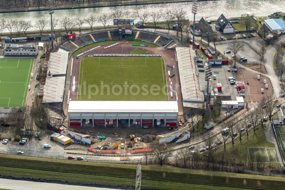 Aerial image Oberhausen - Extension and conversion site on the sports ground of the stadium Niederrhein in Oberhausen in the state North Rhine-Westphalia, Germany