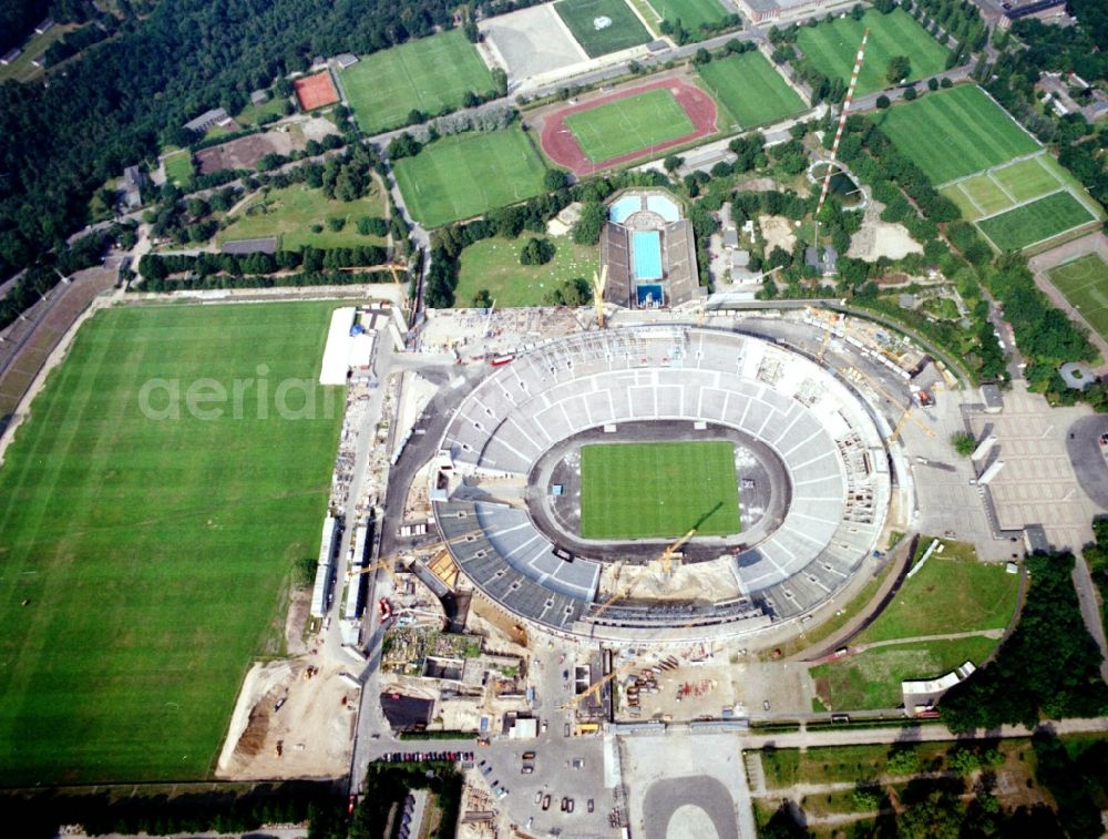 Berlin from the bird's eye view: Extension and conversion site on the sports ground of the stadium Olympiastadion on Maifeld in the district Westend in Berlin, Germany