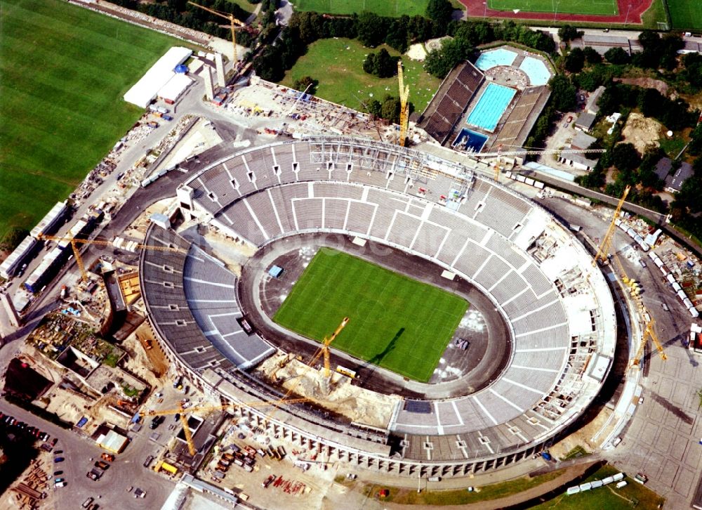 Berlin from above - Extension and conversion site on the sports ground of the stadium Olympiastadion on Maifeld in the district Westend in Berlin, Germany