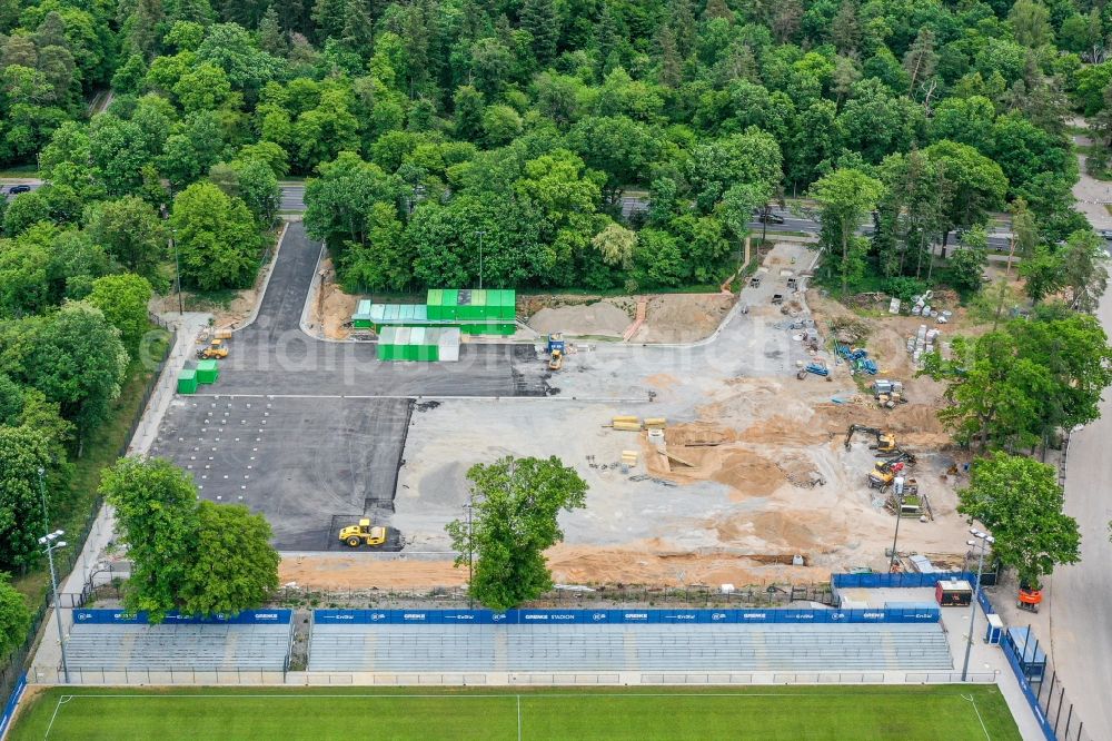 Aerial image Karlsruhe - Extension and conversion site on the sports ground of the stadium Wildparkstadion in Karlsruhe in the state Baden-Wurttemberg, Germany