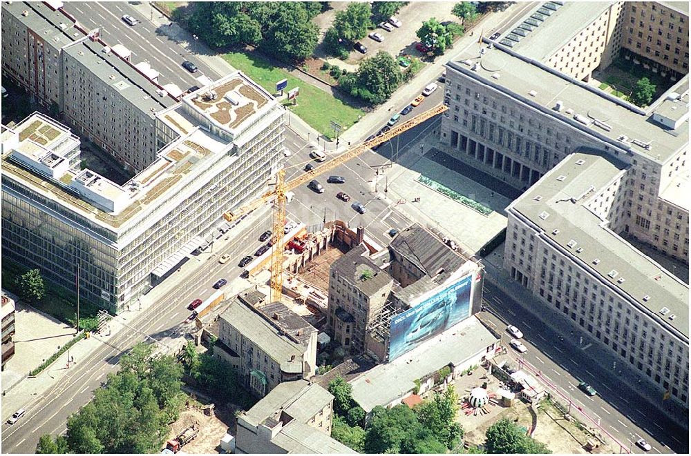 Aerial image Berlin Mitte - Bau eines Büro- und Geschäftshauses an der leipziger Straße / Wilhelmstraße in Berlin-Mitte, gegenüber dem Bundesfinanzministerium.Mit im Bild der Technoclub TRESOR !!