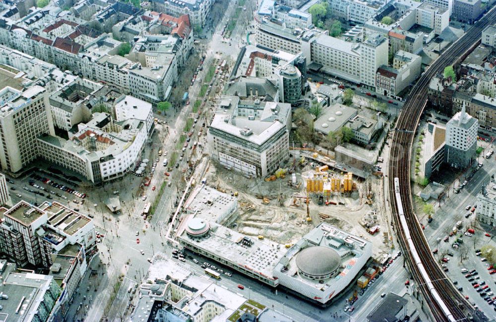 Aerial photograph Berlin - Charlottenburg - Umbau des Bereiches am Kranzlereck / Kurfürstendamm