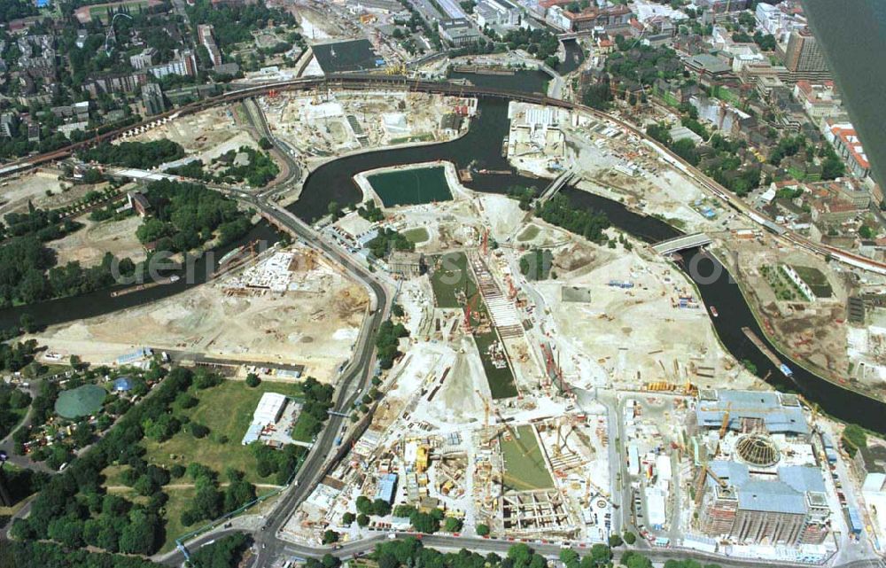 Aerial photograph Berlin - Tiergarten - Umbau des Berliner Spreebogens und des Reichstages