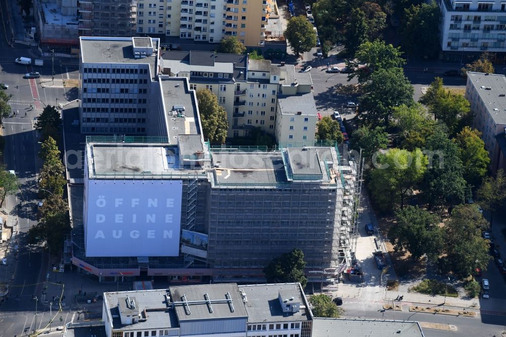 Aerial photograph Berlin - Construction site for reconstruction and modernization and renovation of an office and commercial building on Blissestrasse in the district Wilmersdorf in Berlin, Germany