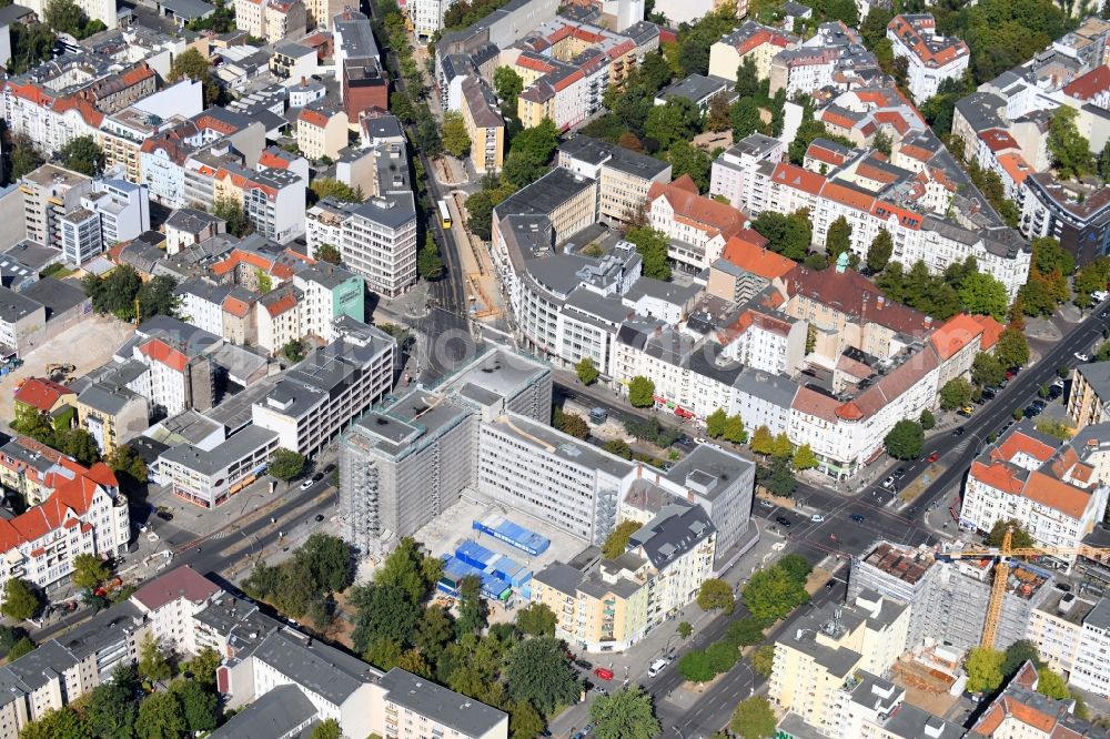 Aerial photograph Berlin - Construction site for reconstruction and modernization and renovation of an office and commercial building on Blissestrasse in the district Wilmersdorf in Berlin, Germany