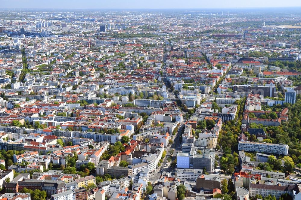 Aerial photograph Berlin - Construction site for reconstruction and modernization and renovation of an office and commercial building on Blissestrasse in the district Wilmersdorf in Berlin, Germany