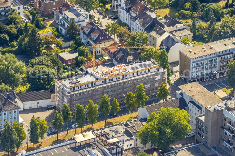 Gelsenkirchen from the bird's eye view: Construction site to build a new office and commercial building on street De-La-Chevallerie-Strasse in the district Buer in Gelsenkirchen at Ruhrgebiet in the state North Rhine-Westphalia, Germany