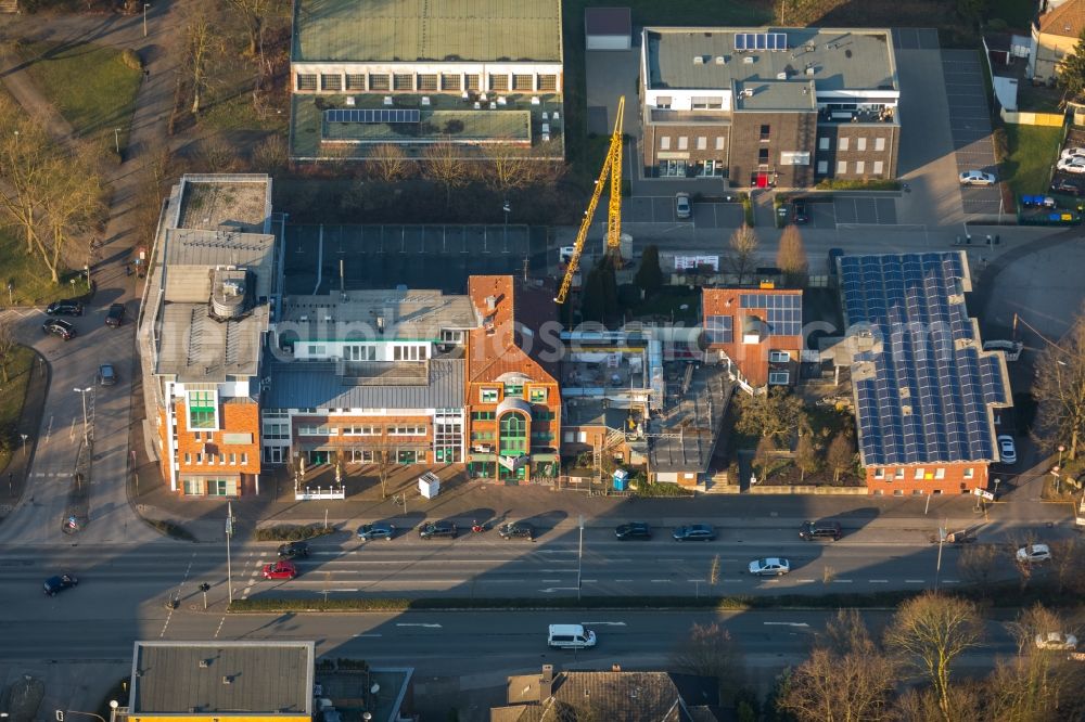 Aerial image Dorsten - Construction site for reconstruction and modernization and renovation of an office and commercial building on Halterner Strasse in Dorsten in the state North Rhine-Westphalia, Germany