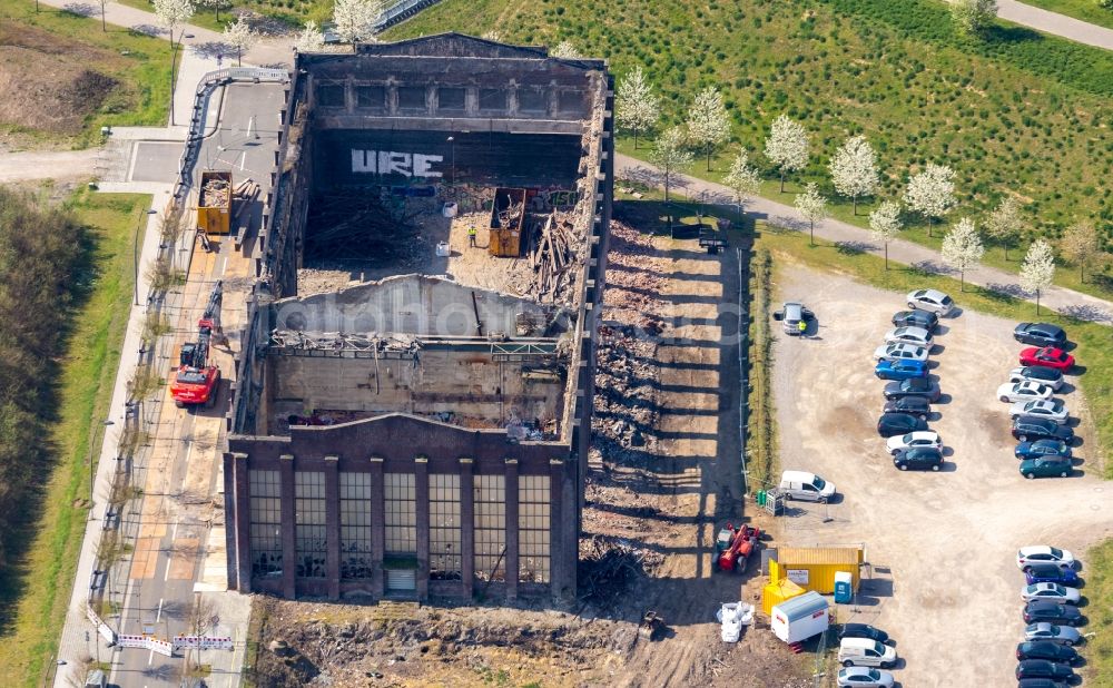 Aerial photograph Dortmund - Construction site for reconstruction and modernization and renovation of an office and commercial building Phoenix-Arcaden on Antonio-Segni-Strasse in the district Phoenix-West in Dortmund in the state North Rhine-Westphalia, Germany