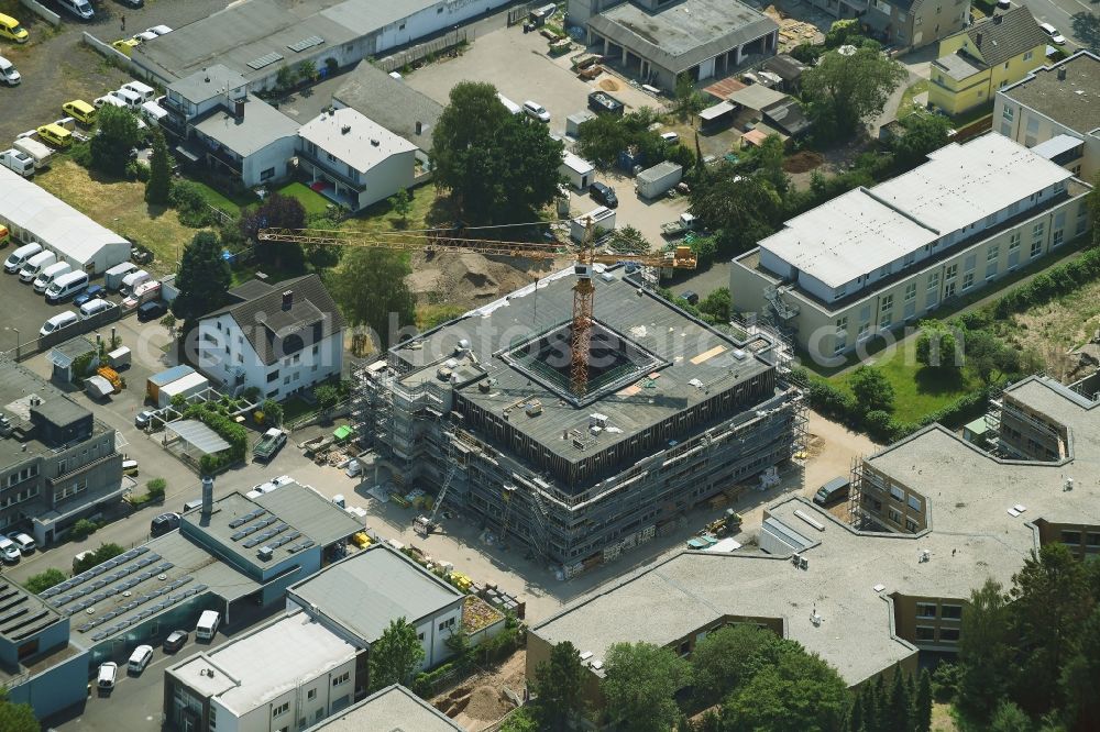 Aerial photograph Bonn - Construction site for reconstruction and modernization and renovation of an office and commercial building on Suedstrasse in the district Friesdorf in Bonn in the state North Rhine-Westphalia, Germany